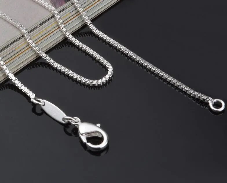 Man woman Necklace 925 sterling Silver 2MM Box Chain Necklace 16inch/18inch/20inch/22inch/24inch for Pendants