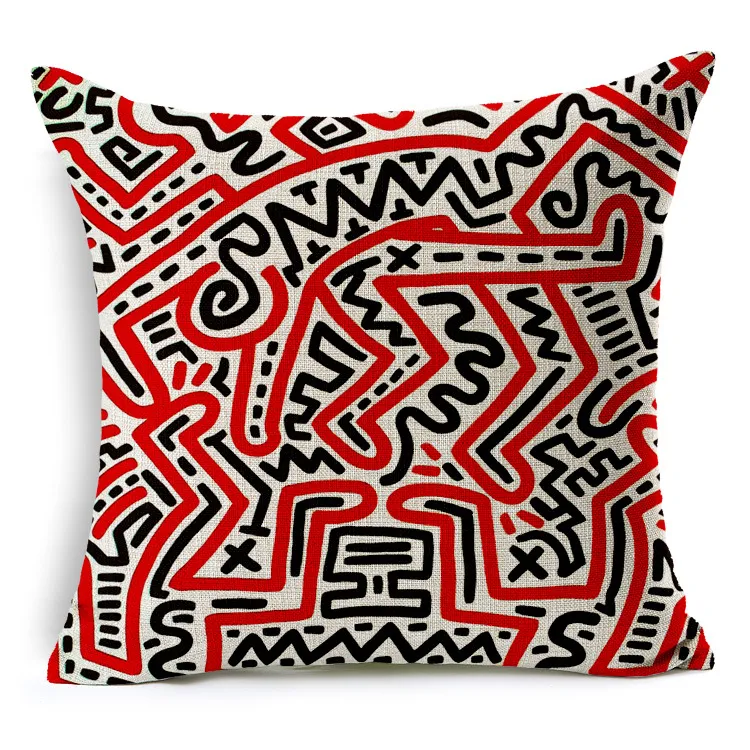 Keith Haring Cushion Cover Modern Home Decor Throw Pillow Case Car Seat Vintage Nordic Cushion Cover för soffa Dekorativ kudde CO3762984