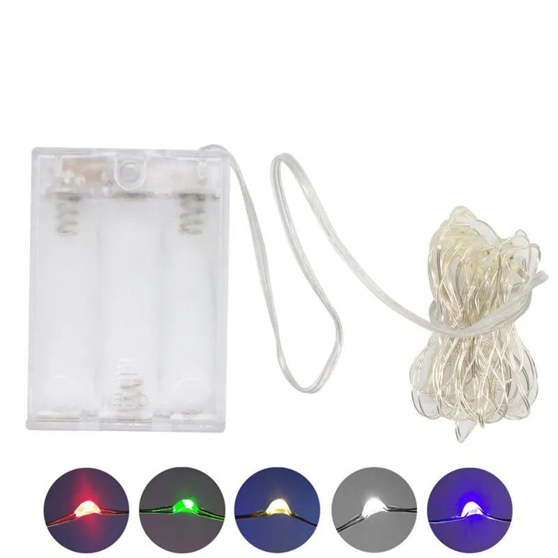 AA Batteria alimentata a LED Rame Filo d'argento Fata Luci Stringa 50Leds 5M Natale Natale Decorazione per feste a casa Lampada per semi all'aperto