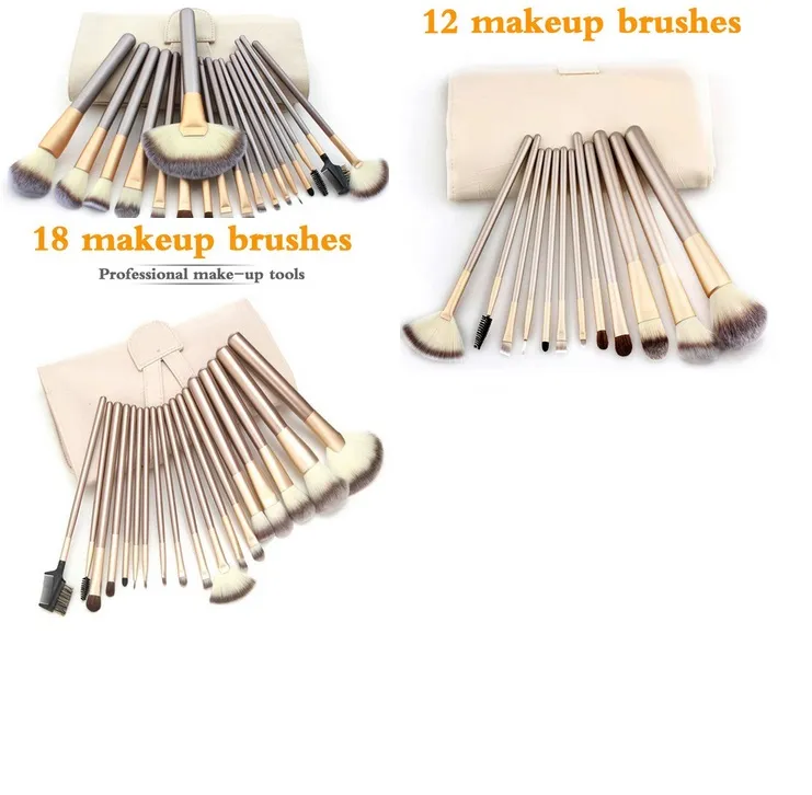 Spot factory direct white Champagne Gold 12 18 24pcs makeup brushes makeup tools makeup brush sets