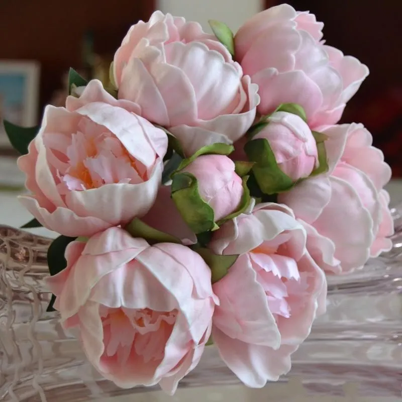 Wirkliche Noten-PU-Pfingstrosen-Knospenblumenstrauß-Heiratsbraut, die Blumenbrauthandgriff hält, blüht dekorative weiße weiße Farbe der Verzierung nach Hause