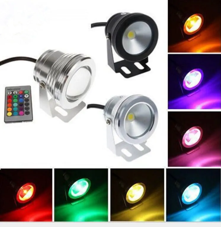 LED Undervattenslampa IP68 Färger 10W RGB Fountain Light Timing Funktion Pool Pond Fish Tank Aquarium Spotlight EU-kontakt