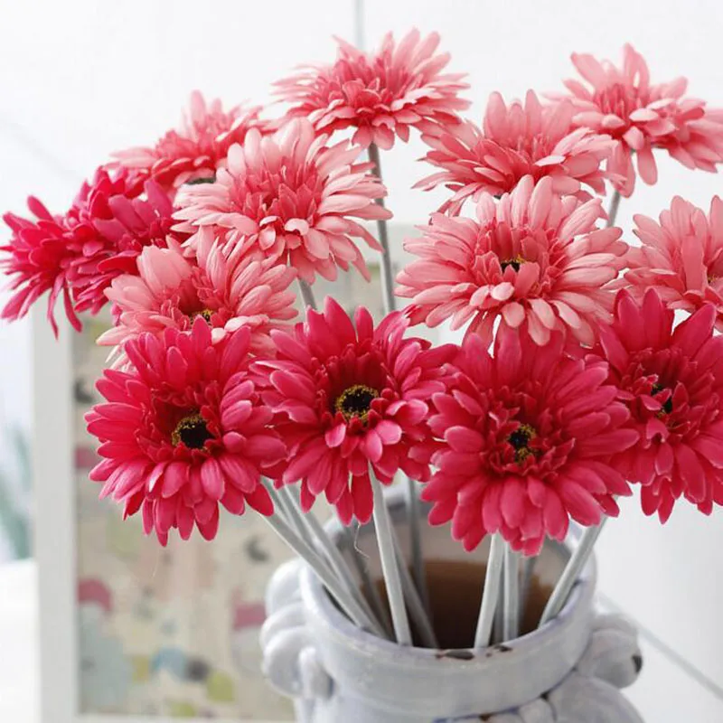 صديقة للبيئة ريال اللمس الأقحوان Gerbera باقات للعروس زهور الزفاف باقة الزفاف Decoratiion 50CM العليا