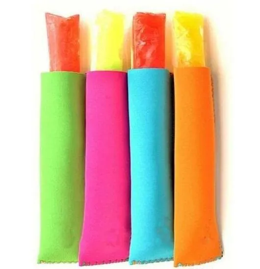 200PCS Fast Ship Popsicle Holder Hållare Ice Pop Cream Tool Sleeve Sleeves Barn Frys 15x4cm Barns sommarverktyg 12 färger