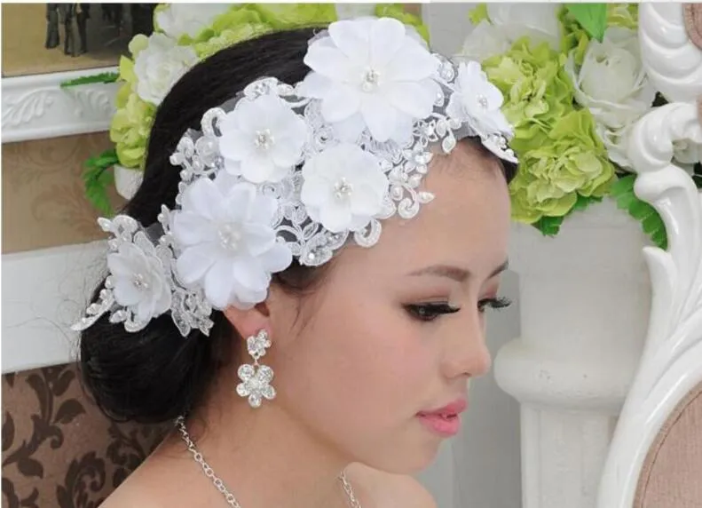 Moda Flower Bridal Headpiece Włosy Biżuteria Wedding Party Liść Opaski Kwiat Kwiat Kawałek Bride Włosów Biżuteria Akcesoria