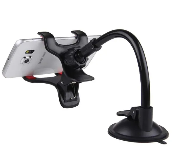 Bionanosky Car Mount Long Arm Universal Windshield Mobile Phone Car Holder 360 Degree Rotation Car Holder with Strong Suction Cup X Clamp