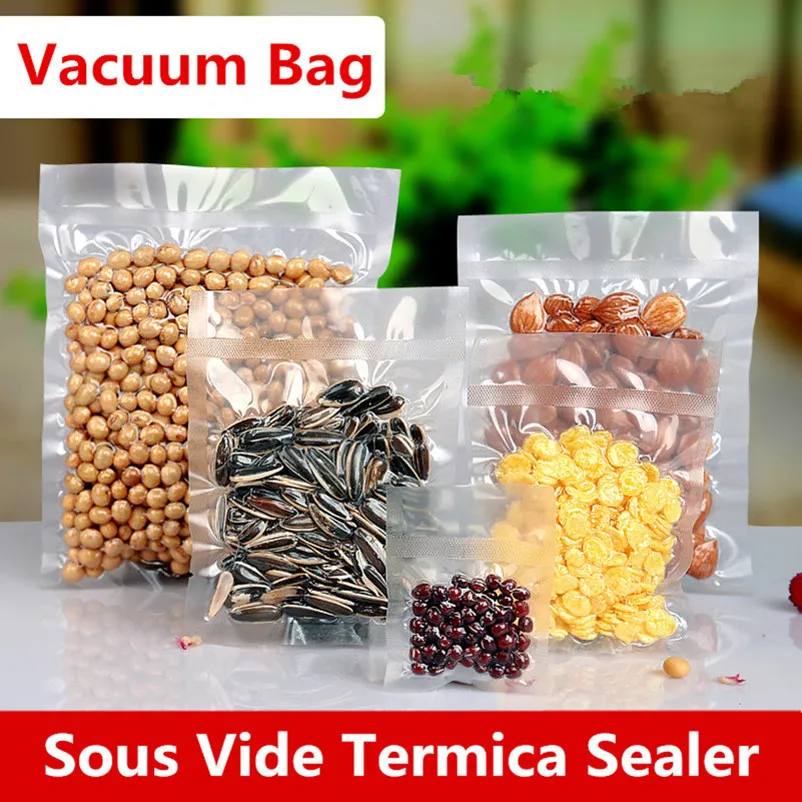 18x35cm 0.16mm Vacuum Nylon Clear Cooked Food Saver Storing Packaging Bags Meat Snacks Hermetic Storage Heat Sealing Plastic Package Pouch