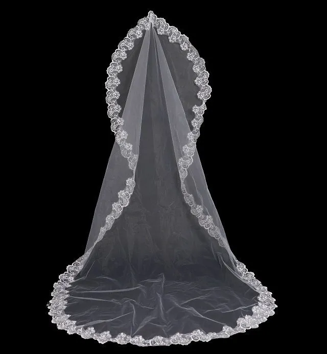 Haute qualité blanc ivoire 1.5 3 5 mètres voiles de mariée en Stock une couche dentelle accessoire de mariage voile de fête de mariage