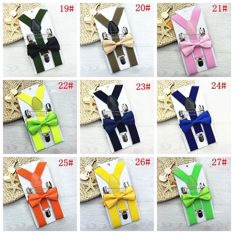 Enfants bretelles noeud papillon ensemble pour 1-10T bébé bretelles élastiques Y-back garçons filles bretelles accessoires 34 style