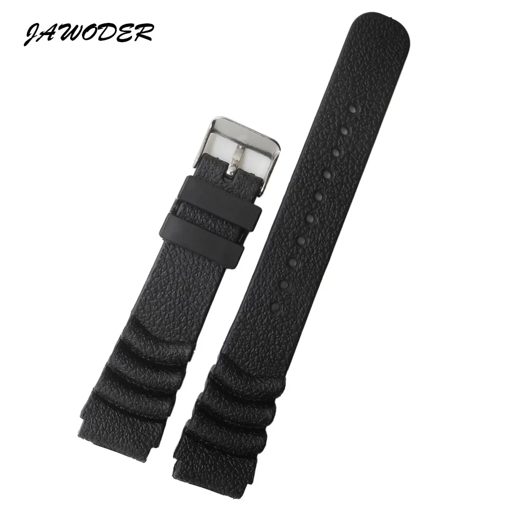 Jawoder Watchband 20 22mm Black Silicone Rubber Watch Band Rem rostfritt stål Pin Buckle For Casio Sports Watch Straps233p