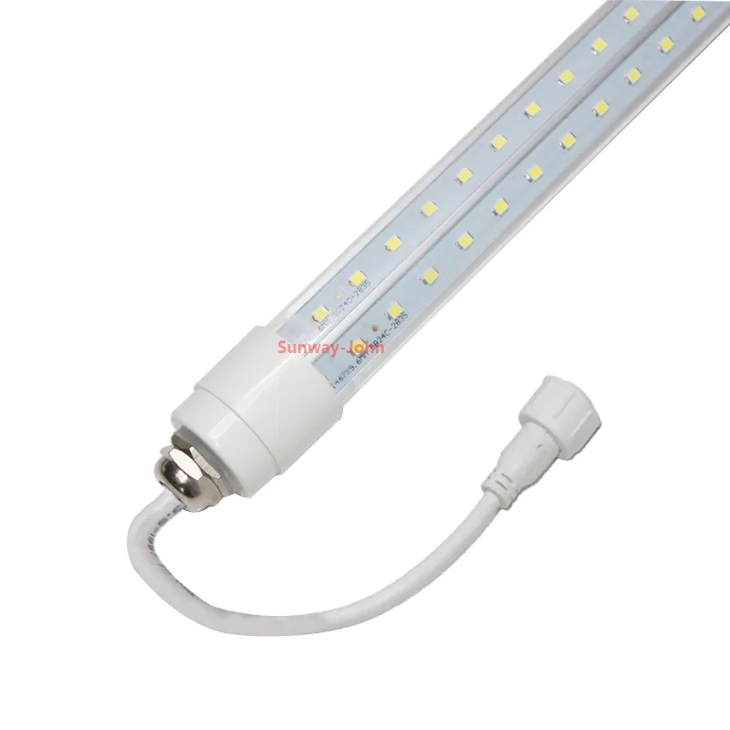 High bright LED T8 Tube Light 2ft 3ft 4ft 5ft 6ft waterproof V shaped double row led Fixture for Outdoor and Cooler Lighting