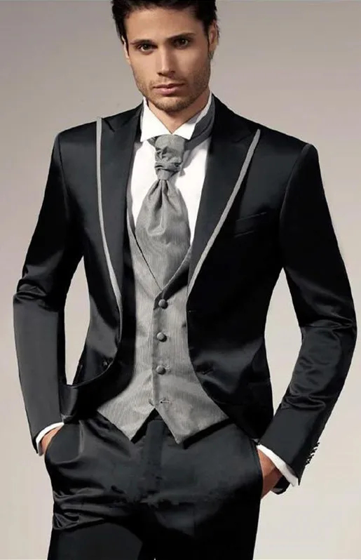 Wysokiej jakości dwa przyciski Black Groom Tuxedos Peak Lapel Wedding Męskie garnitury Bardzo