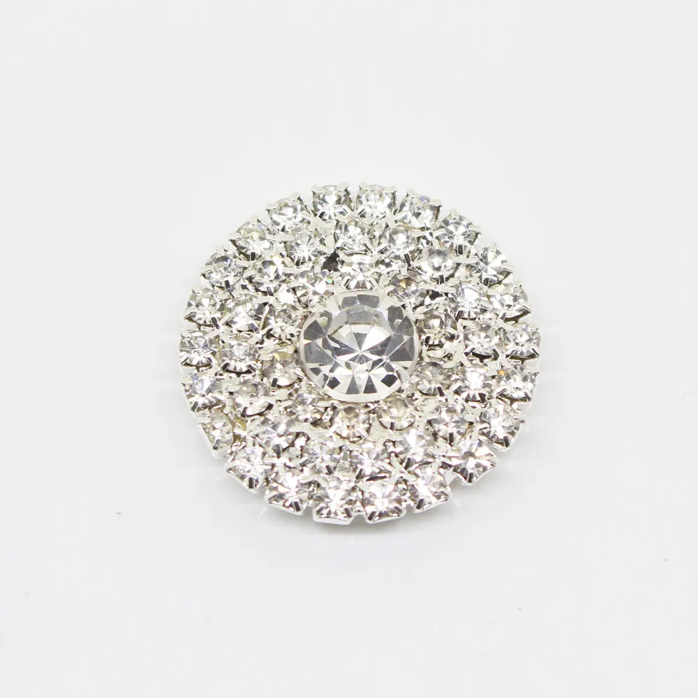 50 stks 25mm Ronde Strass Zilveren Knop Plaksteen Decoratie Kristallen Gespen Voor Baby Haar Accessoires233N