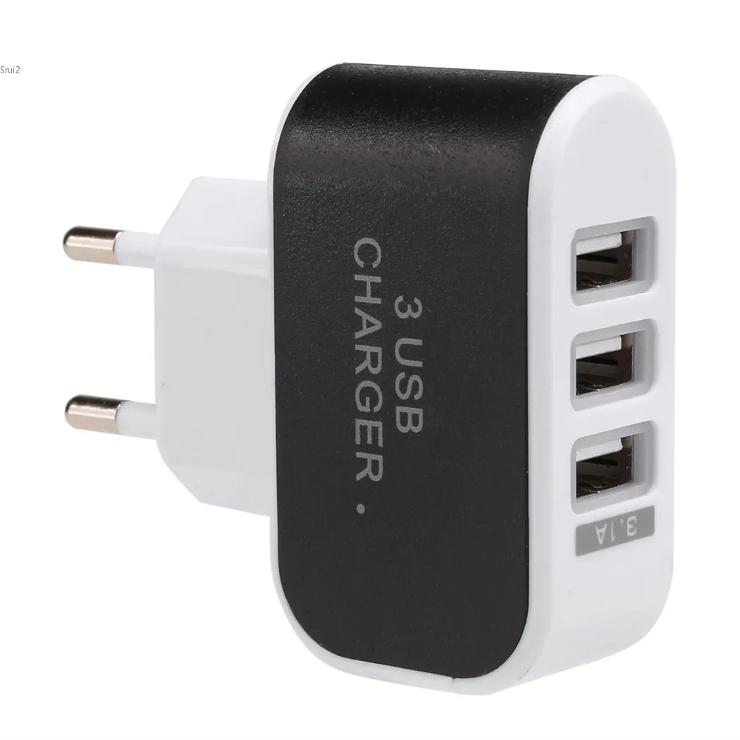 Adattatore caricabatterie CA da viaggio da casa a parete USB universale a 3 porte telefono Accessori spina UE / USA 2963