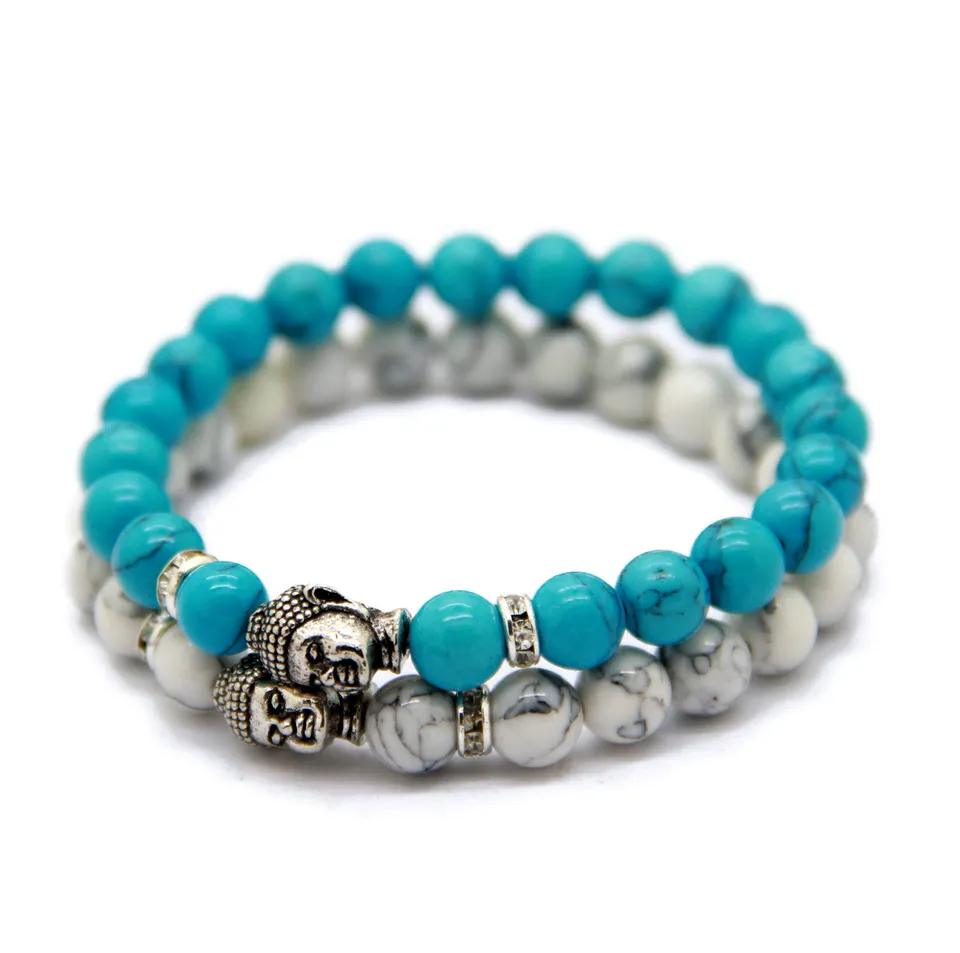 Vente en gros / Bracelet de Bouddha perlé pour hommes, Turquoise, Onyx noir, Agate de veines de dragon rouge, Bijoux en pierre semi-précieuse d'oeil de tigre