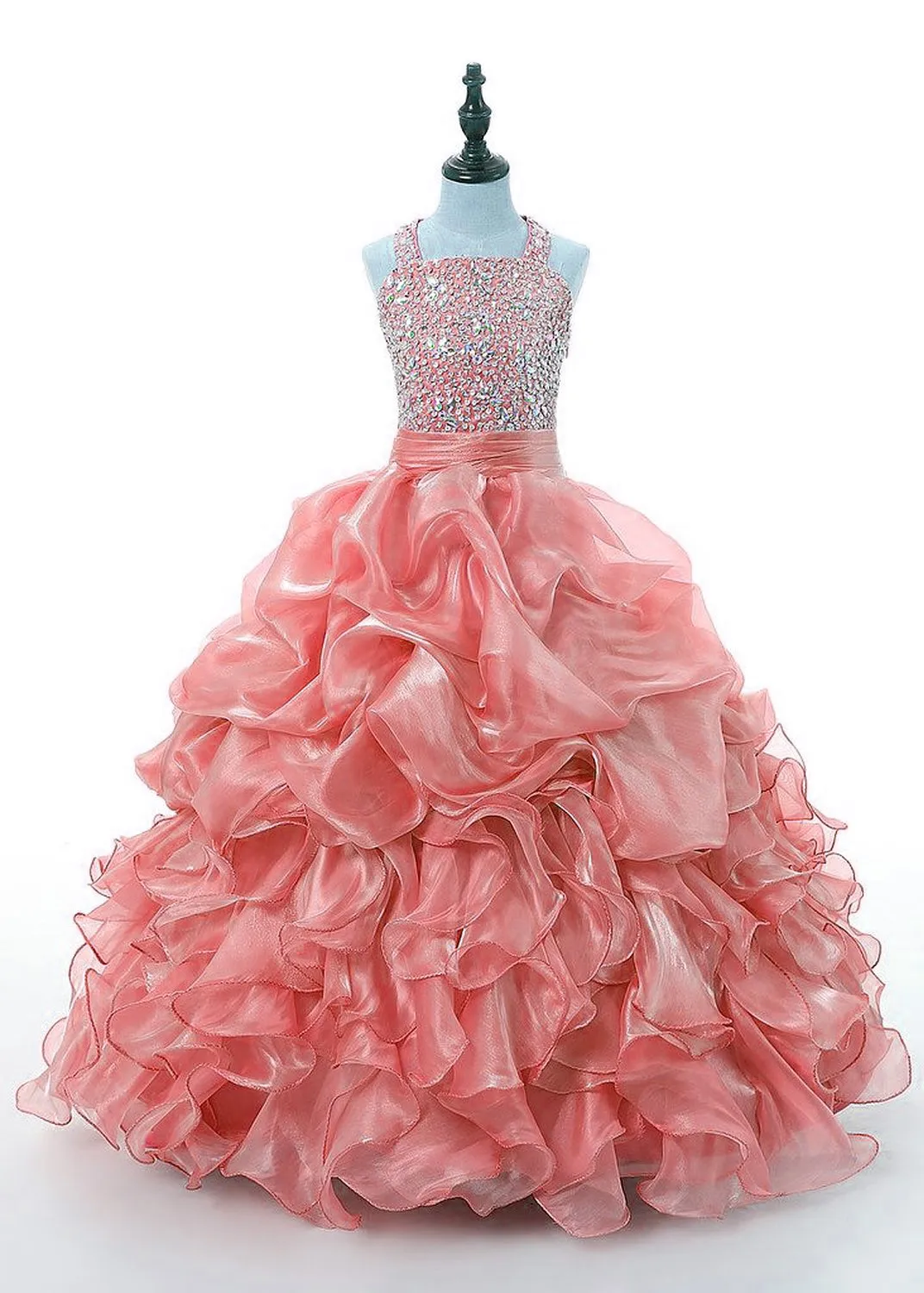 VeraQueen Girl's Off-Shoulder Princess Dress – Sparkly Tulle Pageant Dress For Birthdays & Parties (Turquoise) - View #10