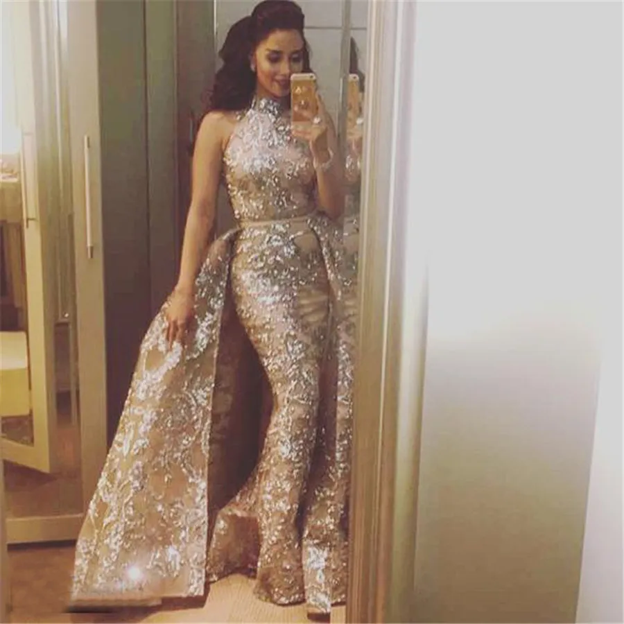 Charming Arabic Evening Gowns Sleeveless A Line Floor Length Halter Prom Dresses Party Dress Vestido De Festa 2019 from Yousef Aljasmi