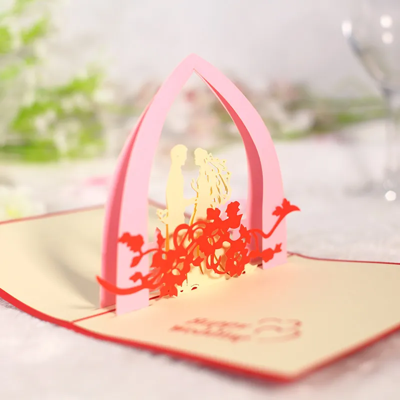 hälsningskort bröllopskort pop up kort gratulationskort handgjorda bröllopsdekorationer centerpieces valentins dag kort med kuvert