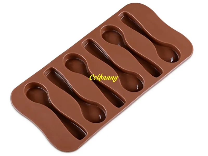 100 pz/lotto Trasporto Veloce 6 Cucchiai Forma Stampi Cioccolato Silicone FAI DA TE Decorazione Della Torta Stampi Gelatina Ghiaccio Cottura Della Muffa Della Torta Della Muffa