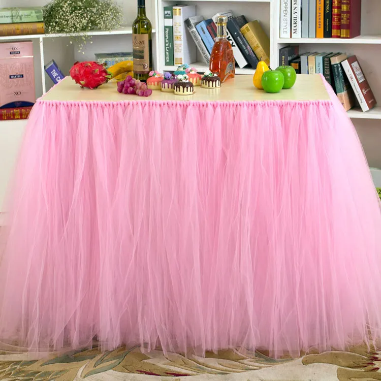 Bruiloft verjaardagsfeestje tule tutu rok 2017 op maat gemaakt 91,5 * 80cm mode home decor tafel rok vakantie festival party tafelkleed