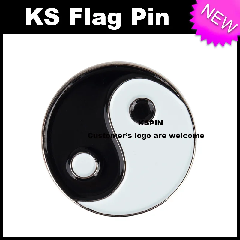Yinyang Metal Badge Pin 10st Mycket gratis frakt xy0094