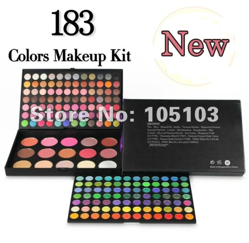 Wholesale- Professional Make up Set 183 Color Makeup Palette Eyeshadow + Blusher + Foundation Face Powder Cosmetic Palette Free Shipping