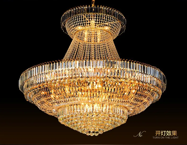 LED Modern Gold Crystal Chandeliers Lighting Fixture American Large Chandelier Droplight European Home Indoor Hotel Restaurant Big Crystal Lamp D140cm