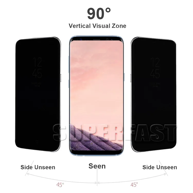 Protecteur d'écran en verre trempé anti-espion 3D incurvé pour Samsung Note9 Samung note8 S8 S9 Plus S7 edge avec boîte