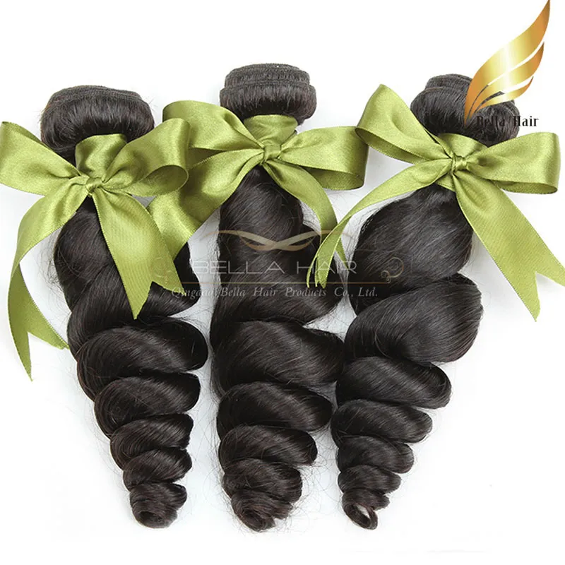 Malezyjskie Włosy Splot Dziewiczy Ludzki Włosy Weft Loose Wave Włosy Splot 10-24 Calowy Klasa 3 Sztuk Lot Natural Color Bellahair