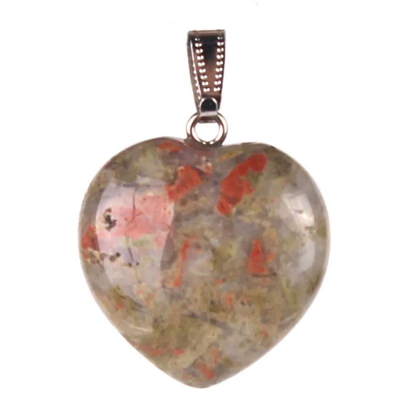 Classic Eternity Love "The Heart of Ocean"Pendant Made of Blue Sand Stone Snowflake Obsidian Unakite Carnelian Mixed Random Color Best Gift