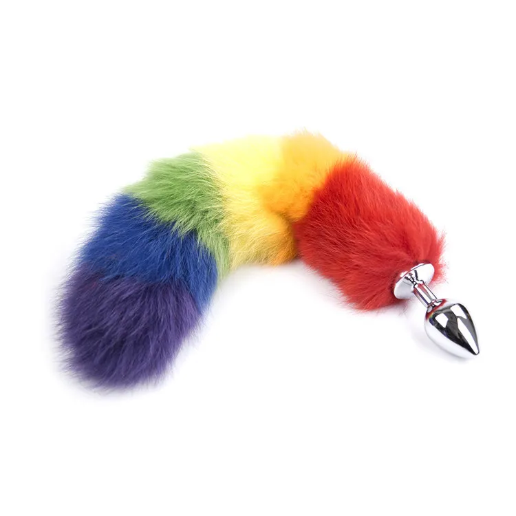New Rainbow Colorful Anal Plug Tail Faux Tail Butt Plug Animal new-rainbow-colorful-anal-plug-tail-faux-tail-butt-plug-animal