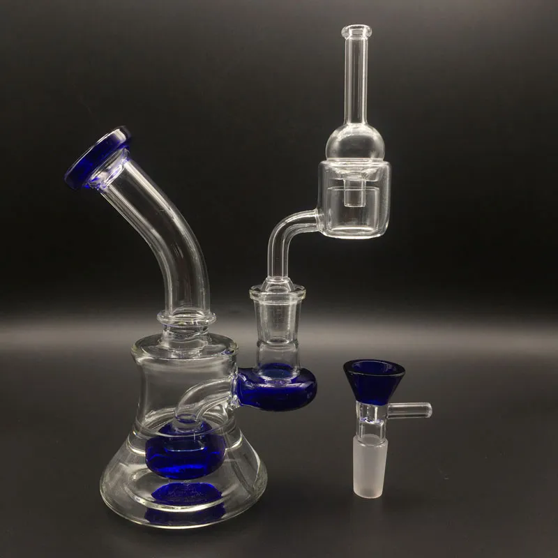 Mini Glass Bongs Oil Rigs With Quartz Thermal Banger Set Glass Carb Cap and Colorful Glass Bowls 6 