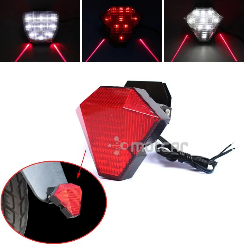 1 pièces universel Fit 12V moto moto LED lumière Laser lampe indicateurs rouge lumière Laser avertissement arrêt feu stop 0589