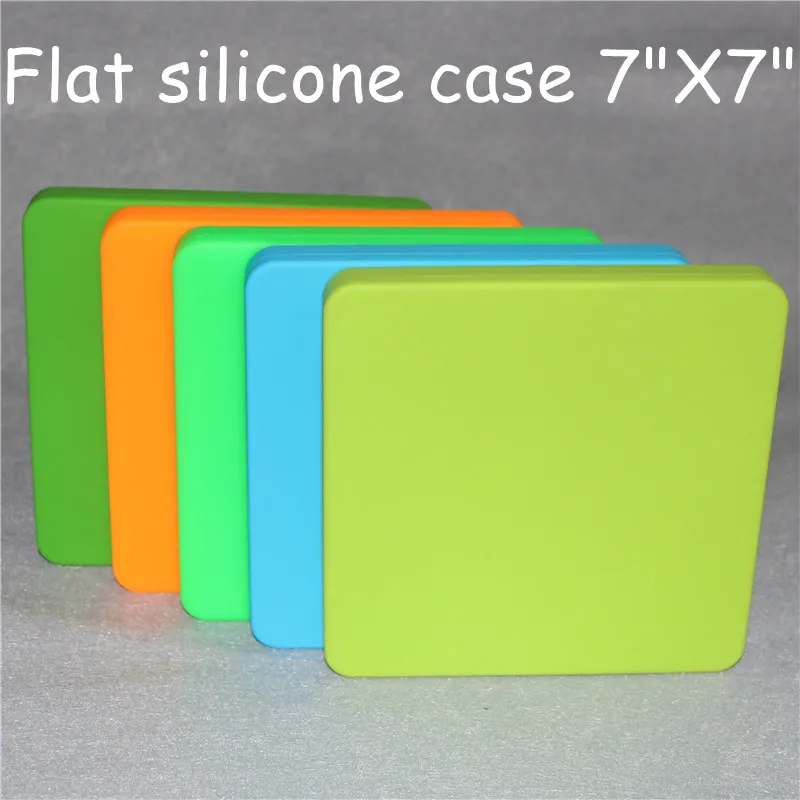 FDA 7 "* 7" Flat Silicone Pizza Case Concentrate Silicon Square Container Pizza Containrar Big Wax Jars Rätter Mattor Dab Stor Jar DHL