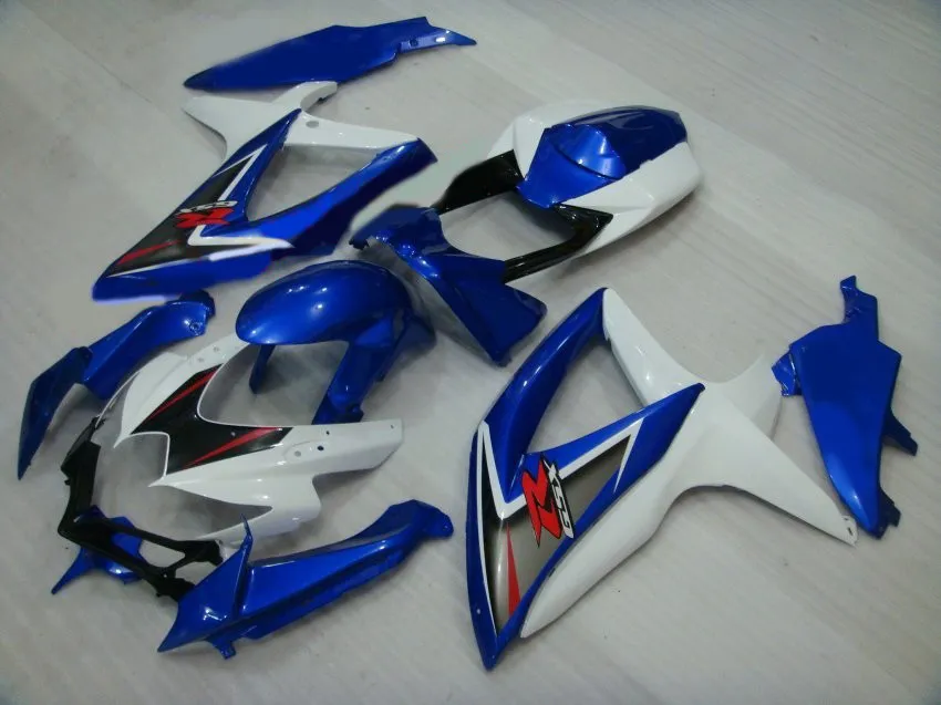 Injection molded fairings for Suzuki GSXR600 08 09 10 blue white fairing kit GSXR750 2008 2009 2010 OI25