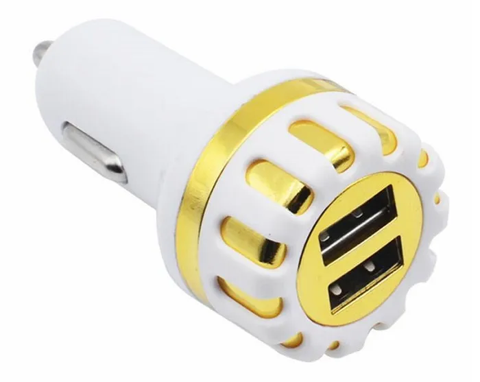 Dual USB-portar LED Light Sun Flower Car Charger Laddare 2.1a + 1a Adapter för Samsung S4 S6 S7 Speaker MP3 GPS