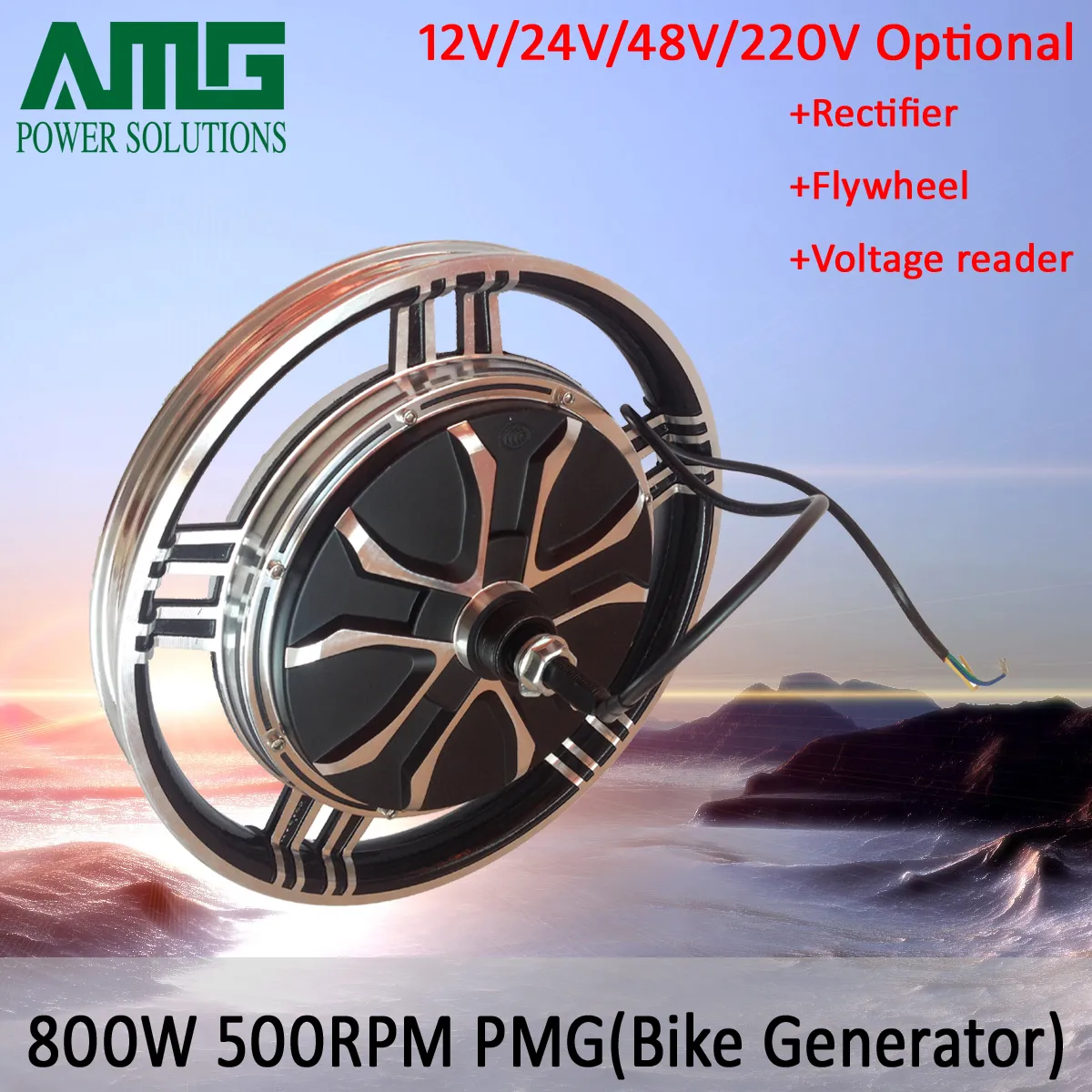 800W 12V Low Speed Brushless Permanent Magnet Generator for