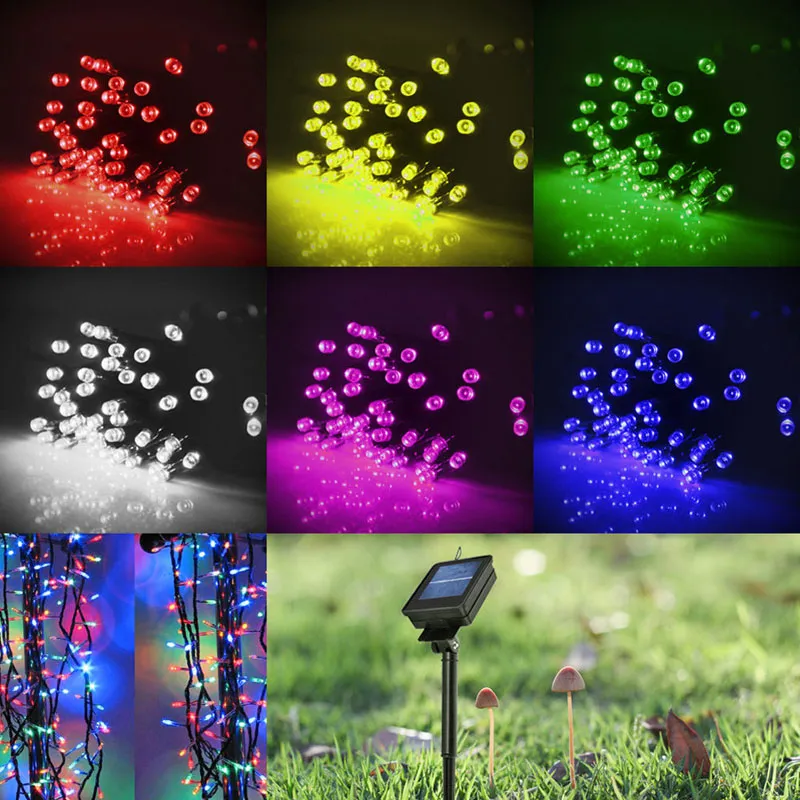 100 LED 200 LED Outdoor 8 Tryby Solar Zasilany String Light Garden Christmas Party Fairy Lampa 10m 22m