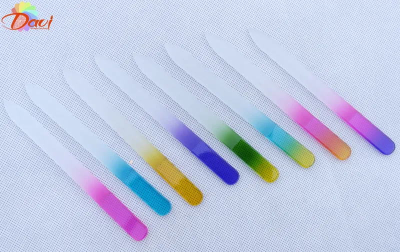 Fichier à ongles en verre 14cm / 5.5inch Fichiers de mémoire tampon de cristal durable Outils colorés