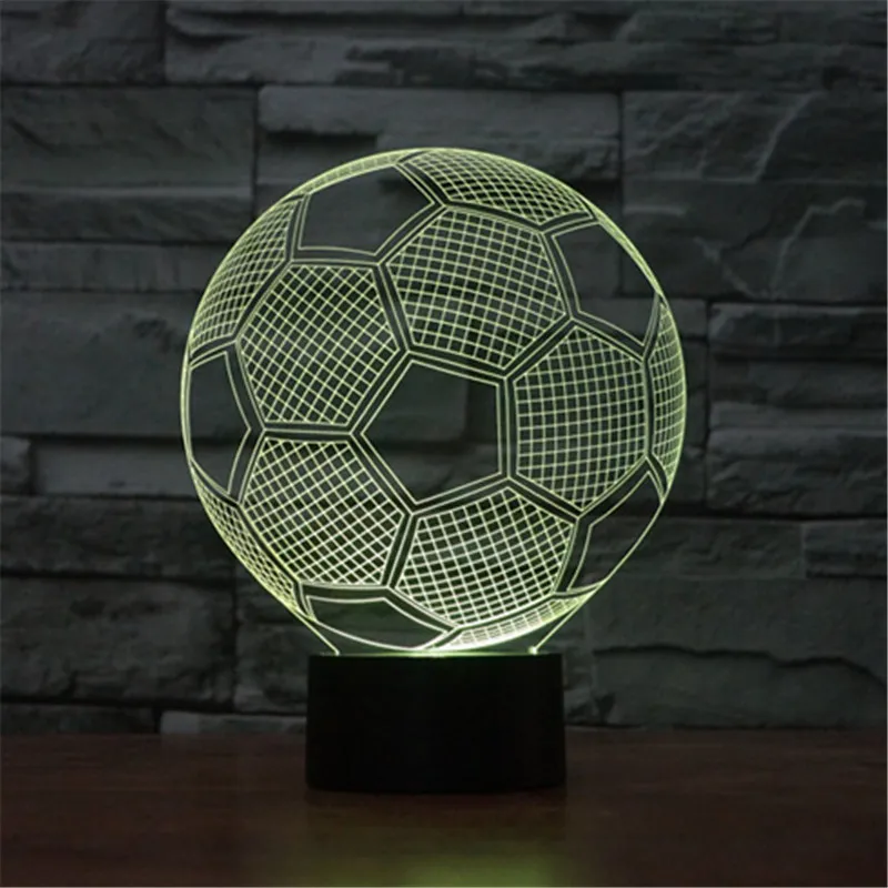 Fútbol creativo 3D acrílico Visual hogar lámpara de mesa táctil colorido cambio arte decoración USB LED escritorio infantil luz nocturna TD20