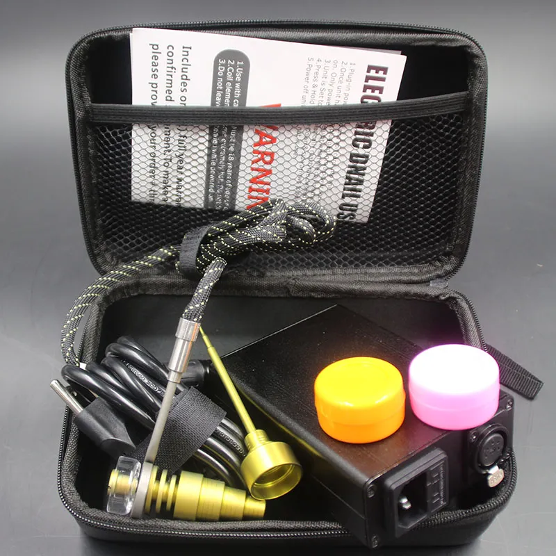 Tragbare Tasche Dnail Pen Rig Öl Wachs PID TC Box mit Quarz Ti Titan Domeless Coil Heaer Dnail Kit