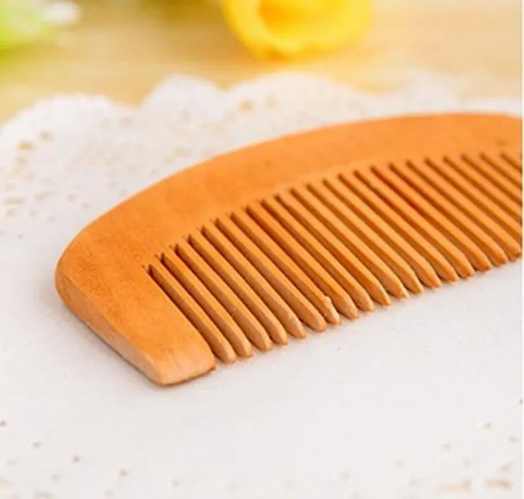 100st trä kam natur hälsa persika trä anti-statisk hälso- och sjukvård skägg comb pocket combs hårborste massager hår styling verktyg