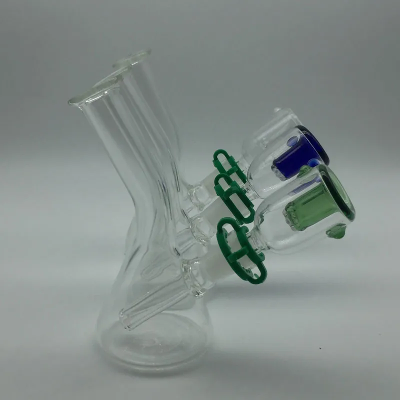 Mini Bongs de vaso de 4 pulgadas con recipiente de vidrio de colores gratis Keck Clips Plataformas petroleras Bongs de vidrio tubos de agua tubo con mango de vidrio