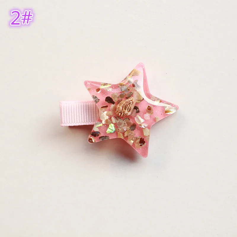 Zomerstijl Starfish Hair Clip Koreaanse Shiny Baby Girls Hair Accessories Pink Sea Star Hairspins Stars Princess Hairspin Cute