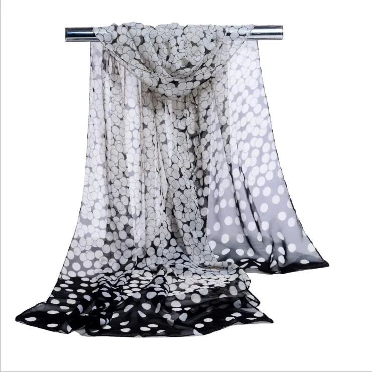Fabriek groothandel lange chiffon zijde sjaals ontwerper vrouw mode nieuwe ontwerp dot print sjaals 160 * 50 cm DHL gratis