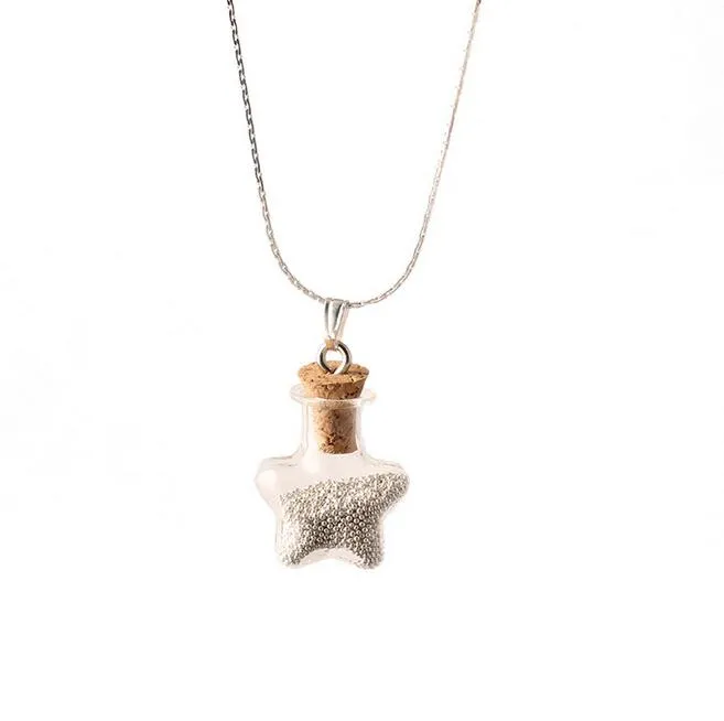 Diy cork glass necklace rice bead five - pointed star bottle lucky wish bottle selling WFN300 with chain a 