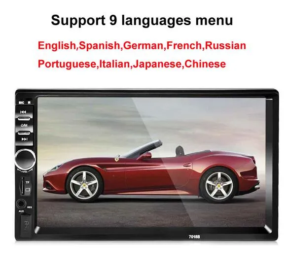 2 Din 7'' inch LCD Touch screen car radio player car audio Car Stereo bluetooth multiple Languages Menu support backup camera