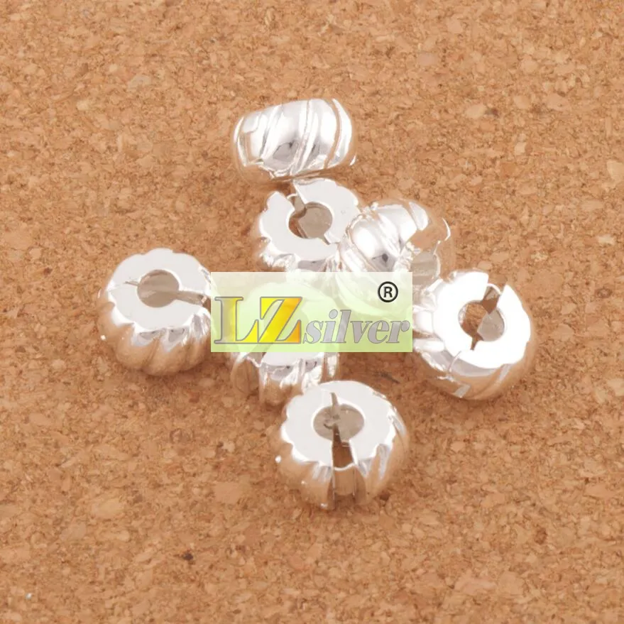10mm Silver Plated Tone Pumpkin Stopper Big Hole Beads Clip Fit European Charm Bracelets Metals Jewelry DIY L1749276u