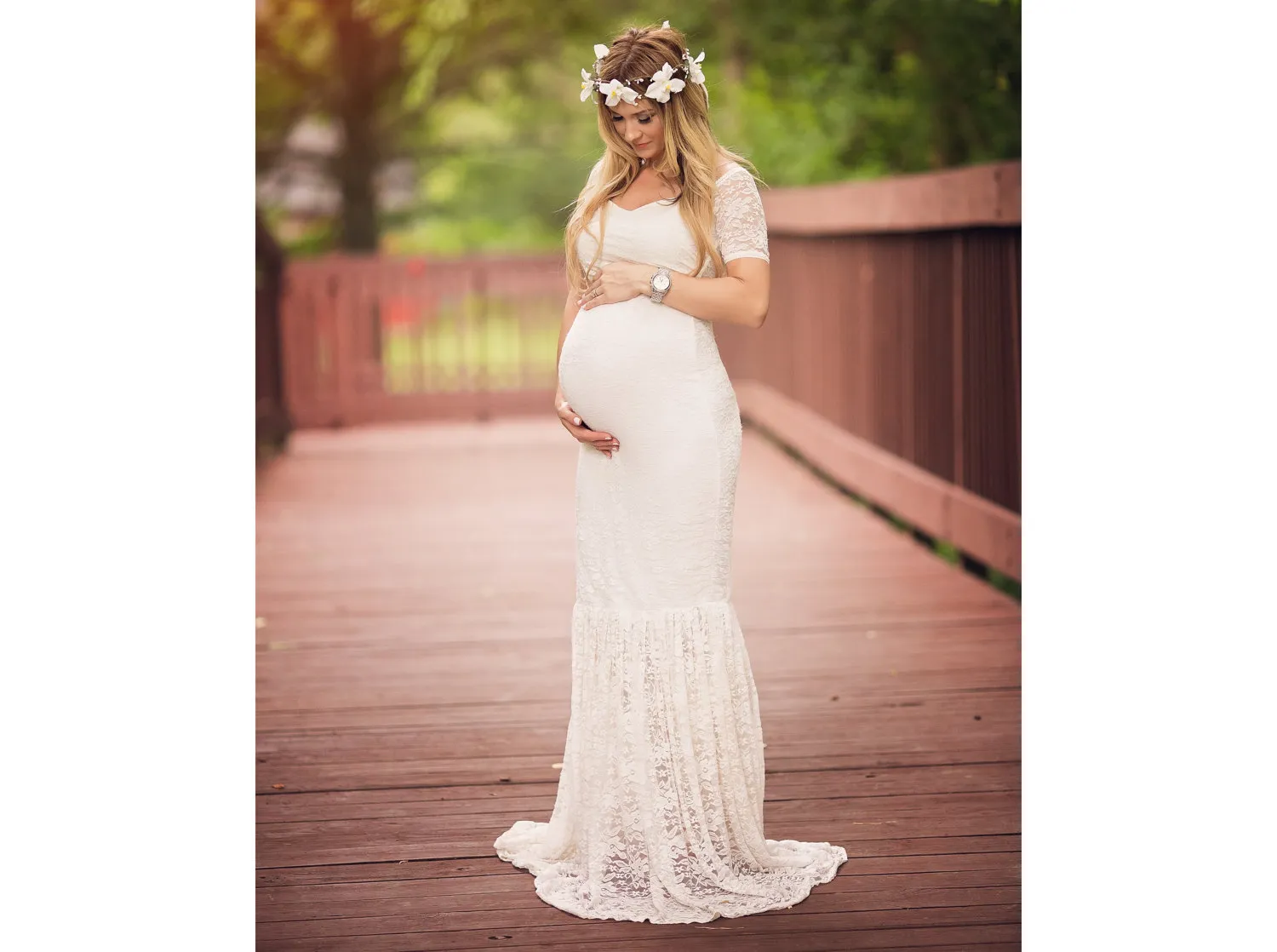 Fotografia Maternidade Adereços Profundo Decote Em V Gravidez Roupas Maternidade Maxi Fotografia Vestido de Renda Vestido de Maternidade Para Gravidez Mulheres Brancas