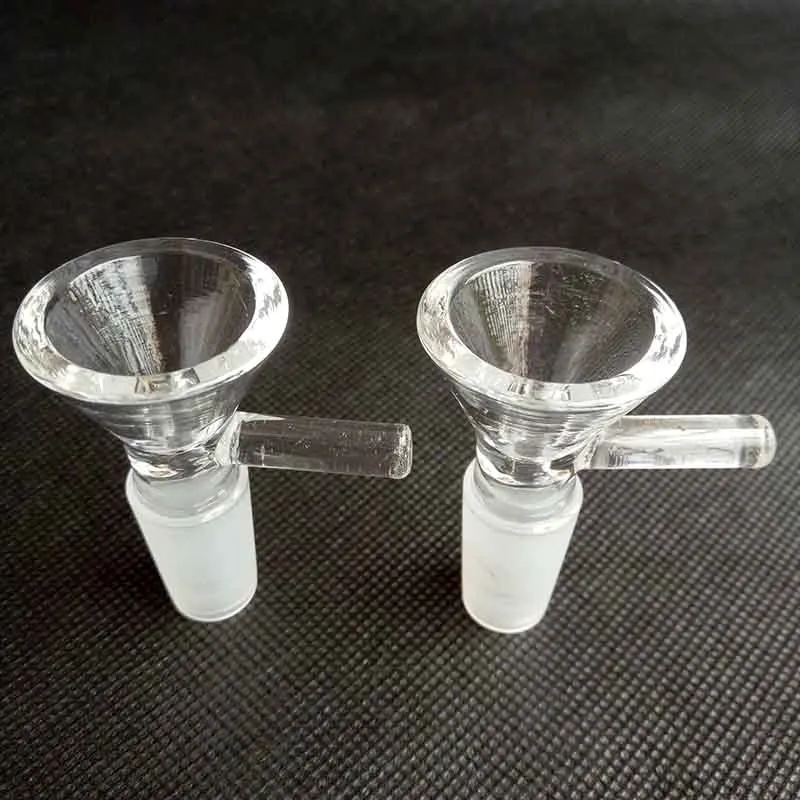 Imbuto tondo spesso Ciotola di vetro narghilè Bruciatori di olio secco alle erbe con manico 3 tipi 14mm 18mm maschio strumenti fumatori Accessori Bong in vetro Bolla